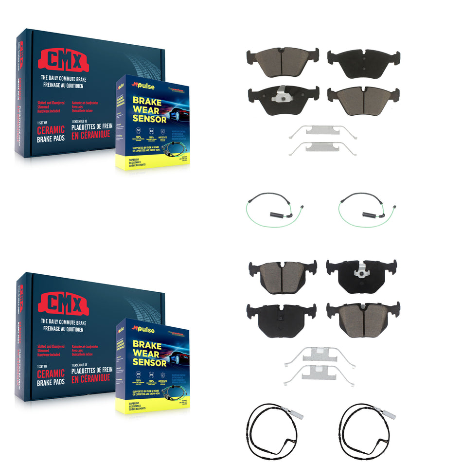 Front Rear Ceramic Disc Brake Pads And Wear Sensors Kit For 2005 BMW 330xi 3.0L KCW-100329