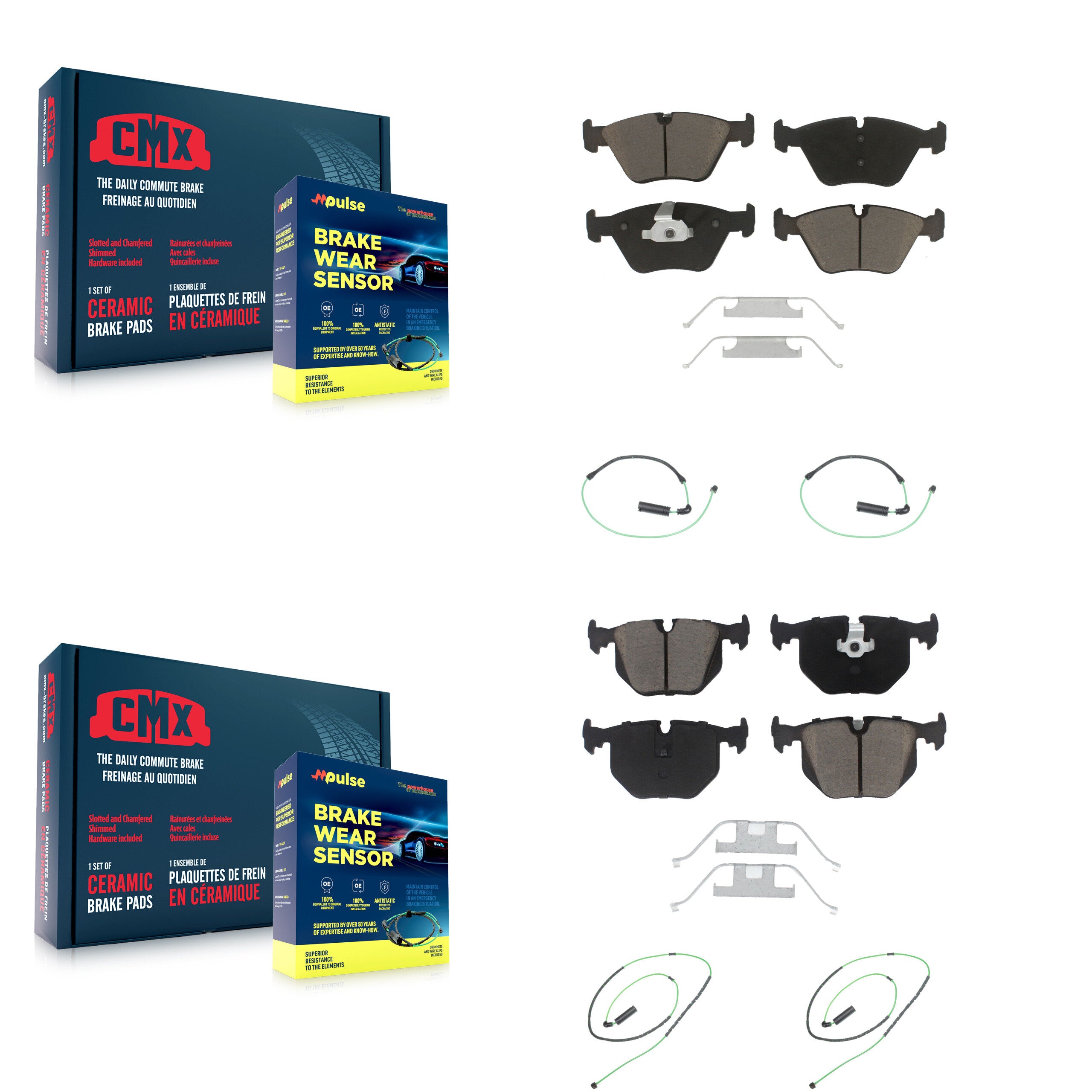 Front Rear Ceramic Disc Brake Pads And Wear Sensors Kit For 2005-2006 BMW M3 3.2L KCW-100330