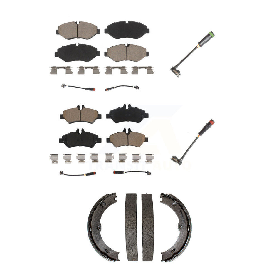 Front Rear Ceramic Brake Pads Extra Wear Sensor Kit (5Pc) For Sprinter 2500 Mercedes-Benz KCW-100363