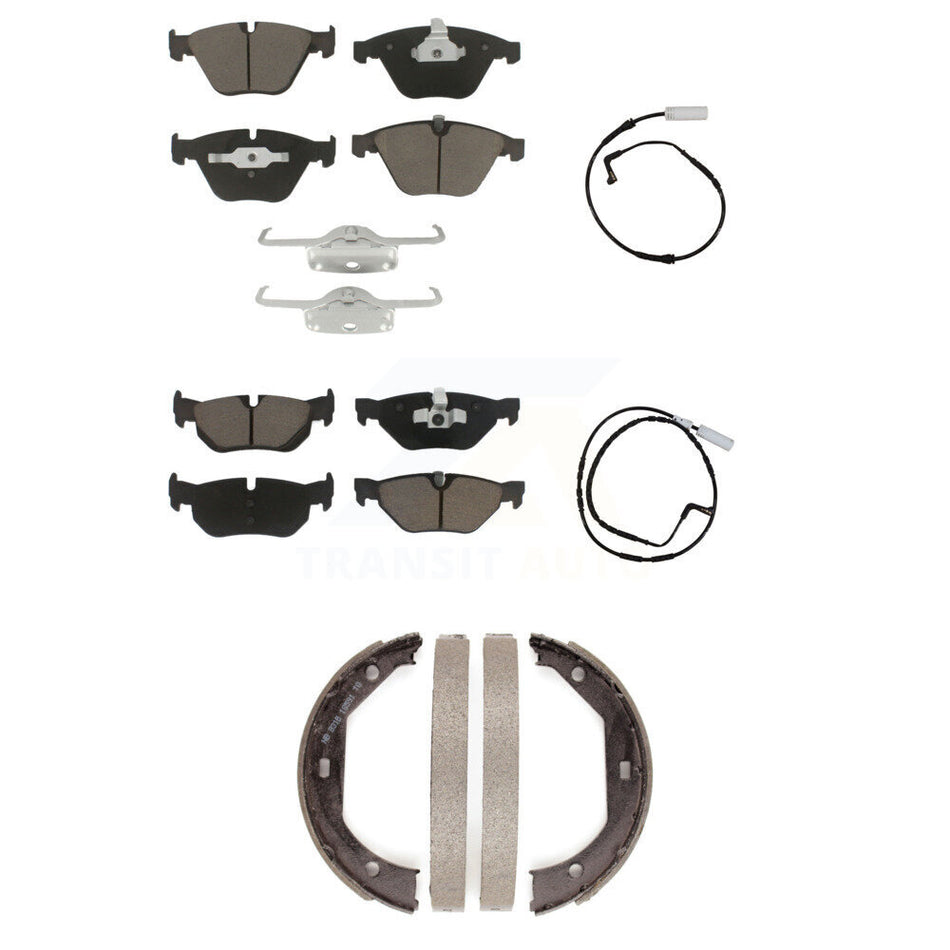 Front Rear Ceramic Disc Brake Pads And Wear Sensors Kit (5Pc) For BMW 328i KCW-100376