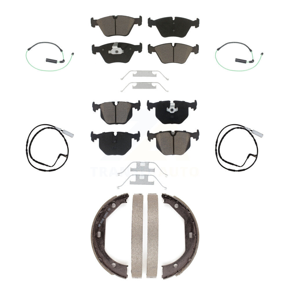 Front Rear Ceramic Disc Brake Pads And Wear Sensors Kit (7Pc) For 2005 BMW 330xi 3.0L KCW-100396