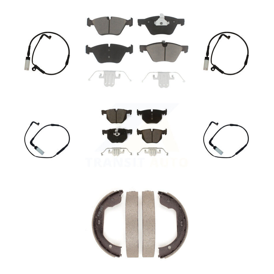 Front Rear Ceramic Disc Brake Pads And Wear Sensors Kit (7Pc) For BMW 525i KCW-100403
