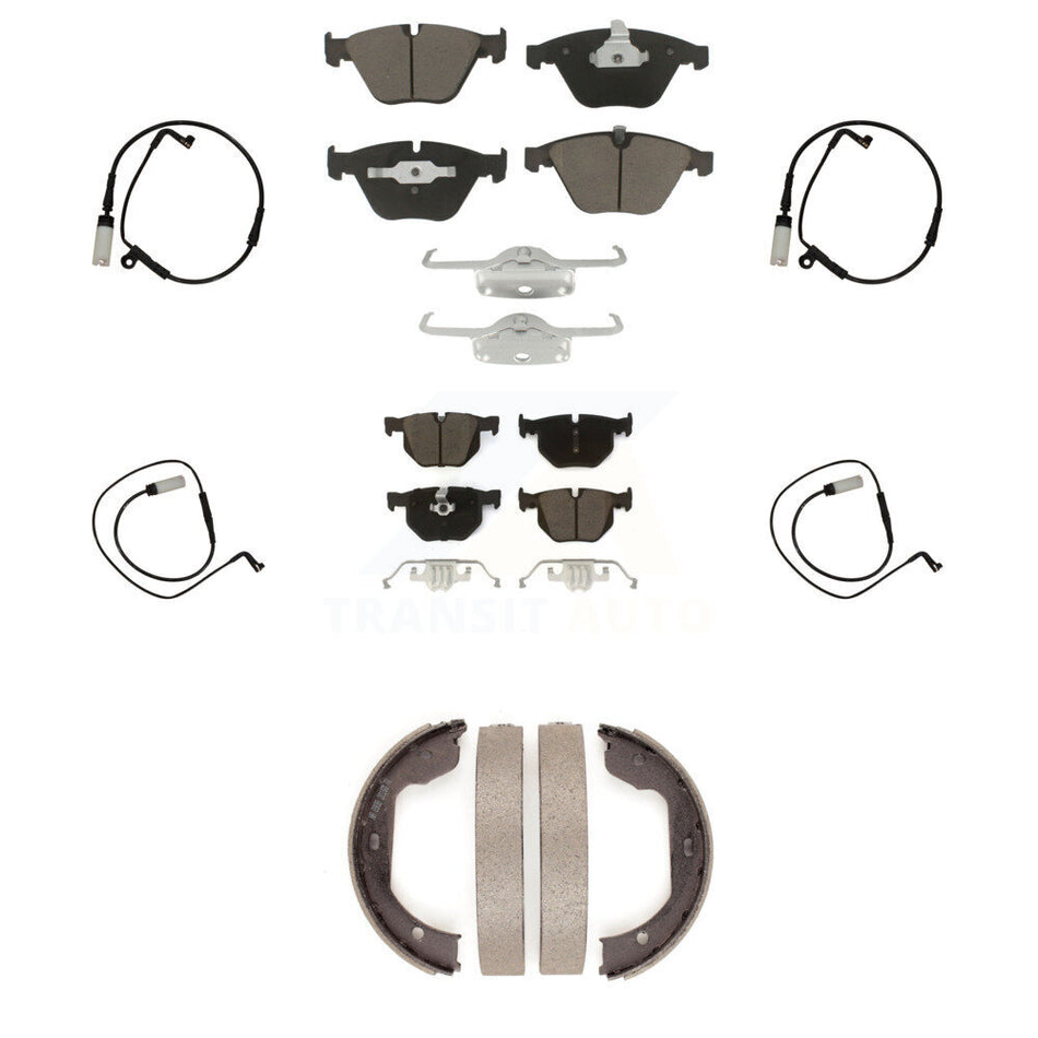 Front Rear Ceramic Disc Brake Pads And Wear Sensors Kit (7Pc) For BMW 535i xDrive KCW-100406