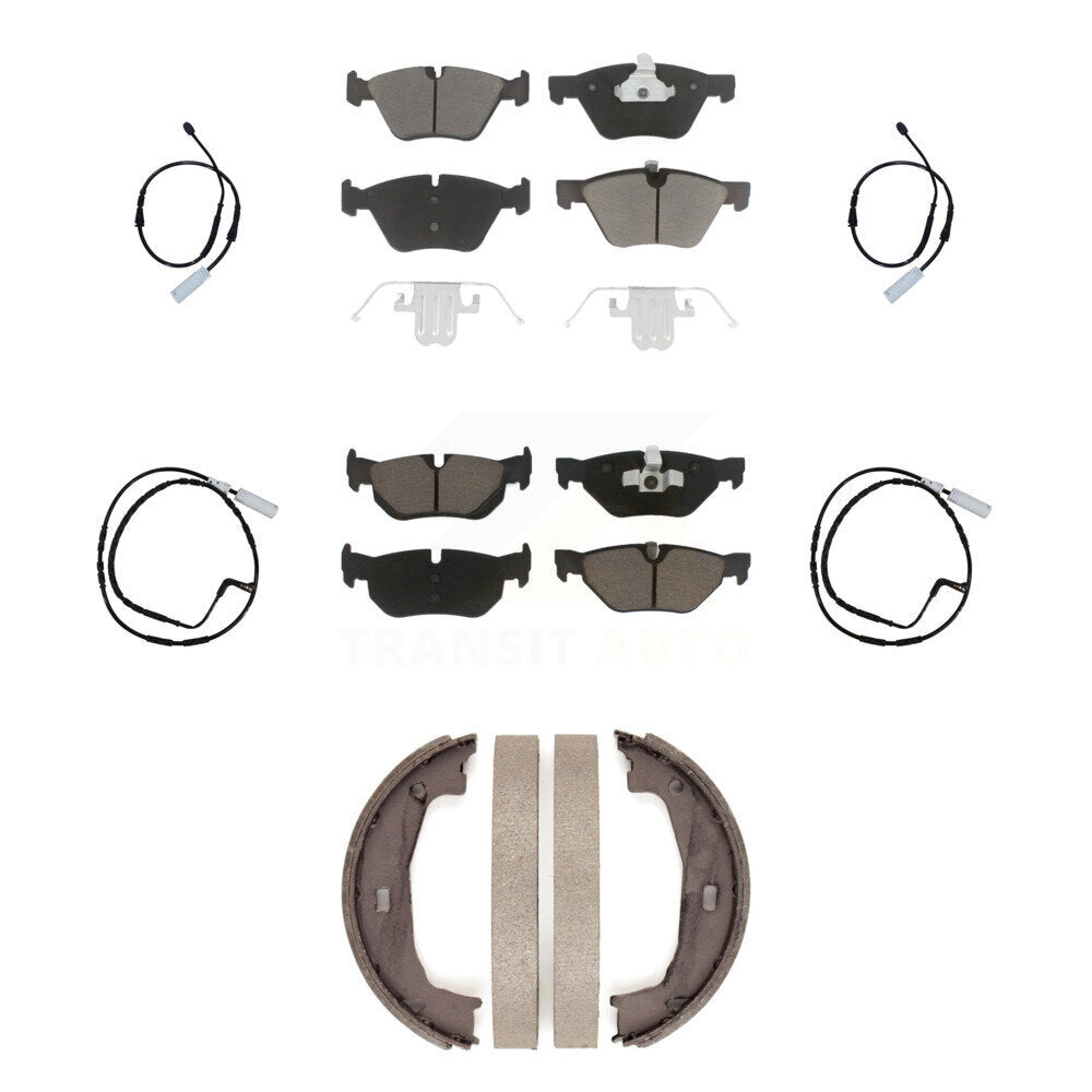 Front Rear Ceramic Disc Brake Pads And Wear Sensors Kit (7Pc) For BMW 128i 3.0L KCW-100422