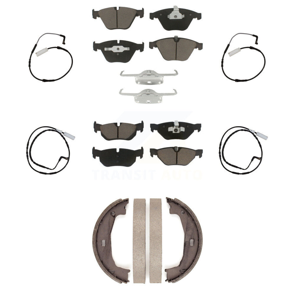 Front Rear Ceramic Disc Brake Pads And Wear Sensors Kit (7Pc) For BMW 323i 328i KCW-100424