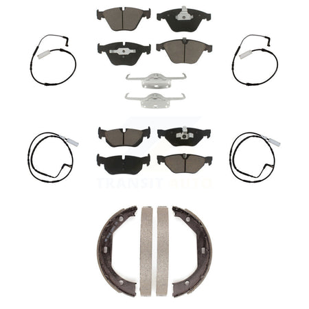 Front Rear Ceramic Disc Brake Pads And Wear Sensors Kit (7Pc) For BMW 328i KCW-100431