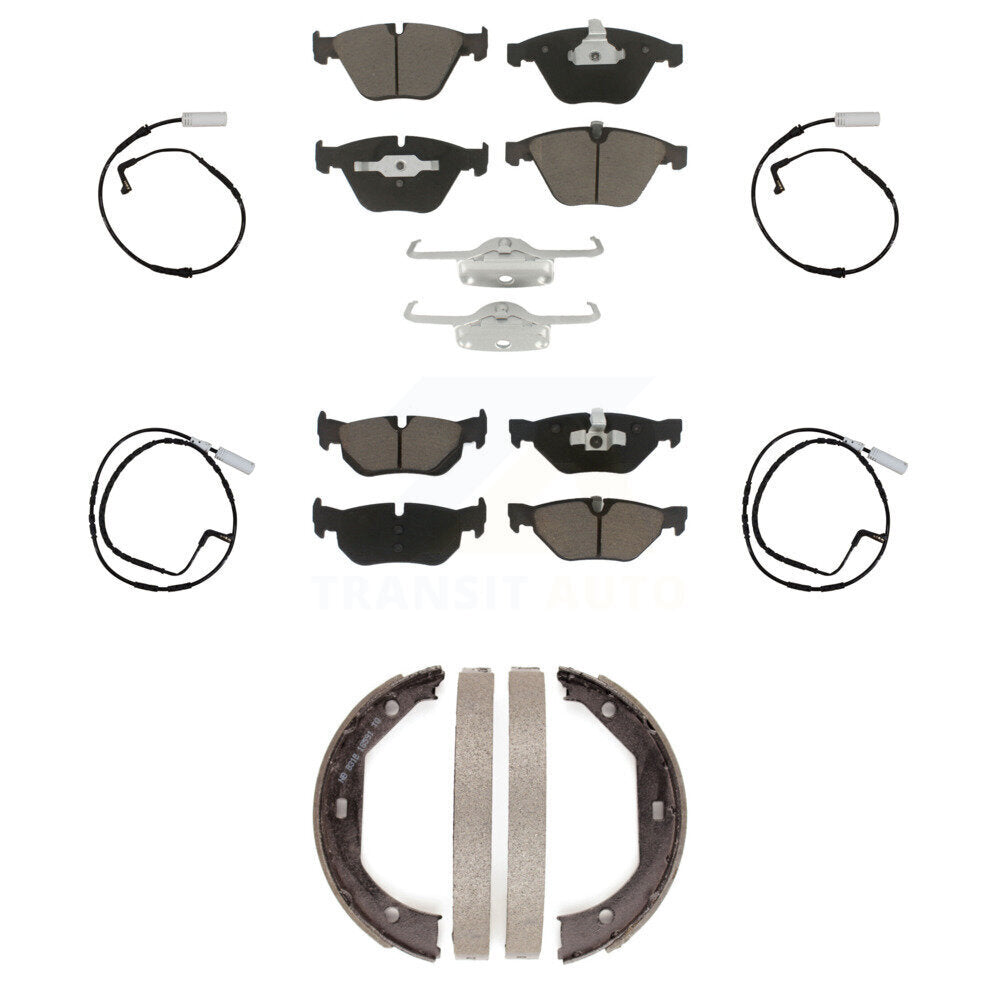 Front Rear Ceramic Disc Brake Pads And Wear Sensors Kit (7Pc) For BMW 328i KCW-100432