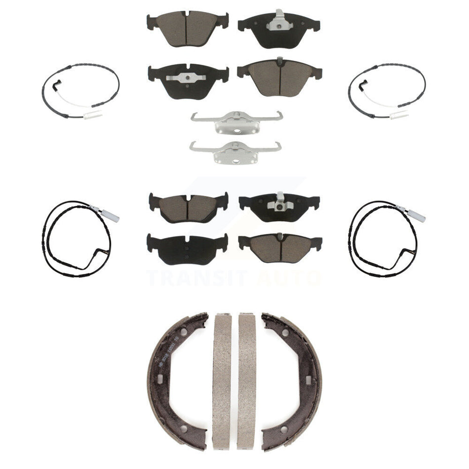 Front Rear Ceramic Disc Brake Pads And Wear Sensors Kit (7Pc) For BMW 328i xDrive KCW-100435