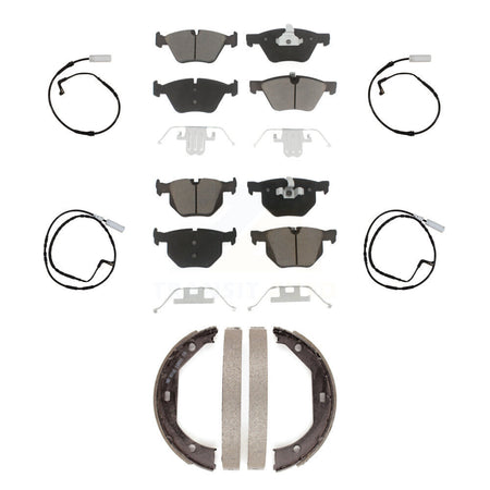 Front Rear Ceramic Disc Brake Pads And Wear Sensors Kit (7Pc) For 2006 BMW 330i KCW-100443