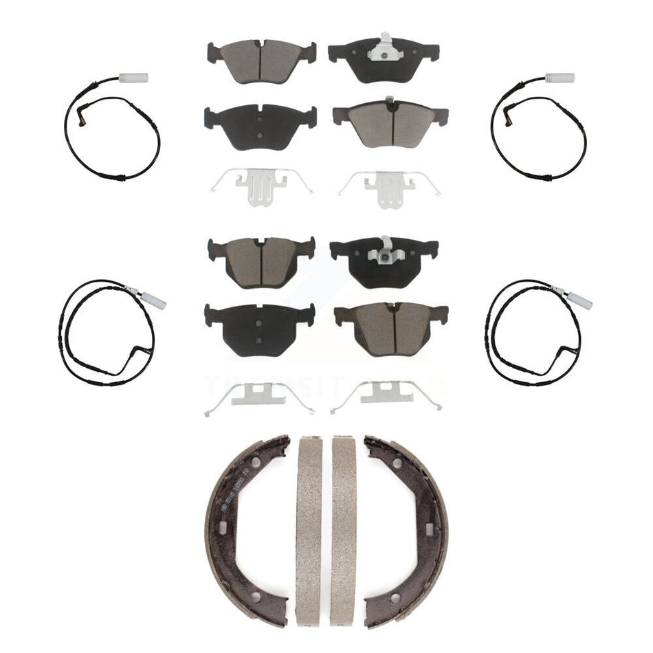 Front Rear Ceramic Disc Brake Pads And Wear Sensors Kit (7Pc) For 2006 BMW 330i KCW-100443