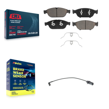 Front Ceramic Disc Brake Pads And Wear Sensors Kit For Audi A6 Quattro KCW-100455