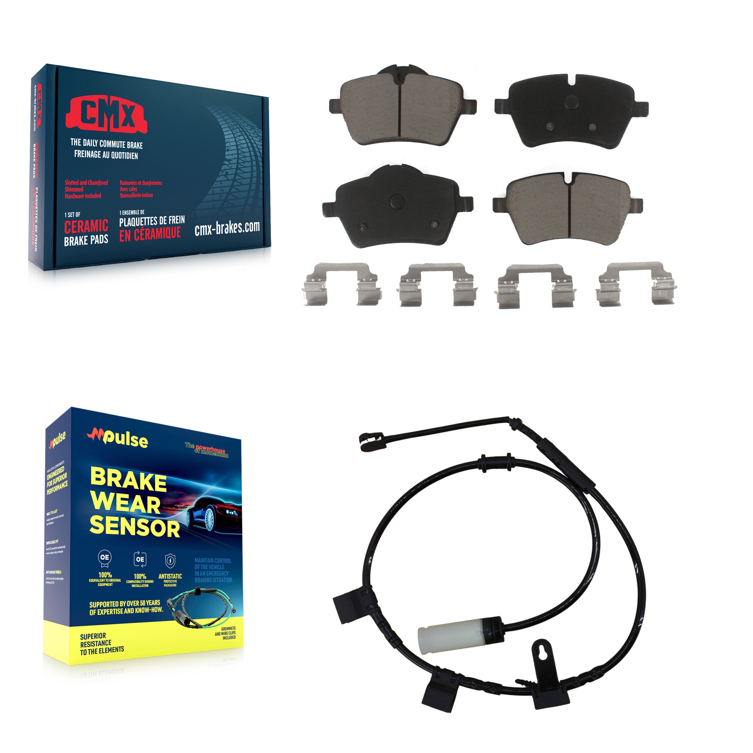 Front Ceramic Brake Pad & Wear Sensor Kit For Mini Cooper With 294mm Diameter Rotor KCW-100458
