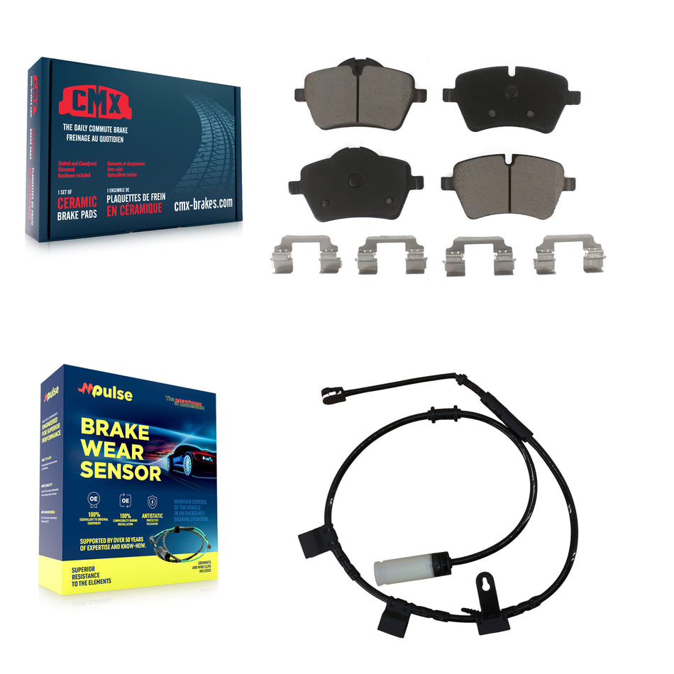 Front Ceramic Brake Pad & Wear Sensor Kit For Mini Cooper With 294mm Diameter Rotor KCW-100458