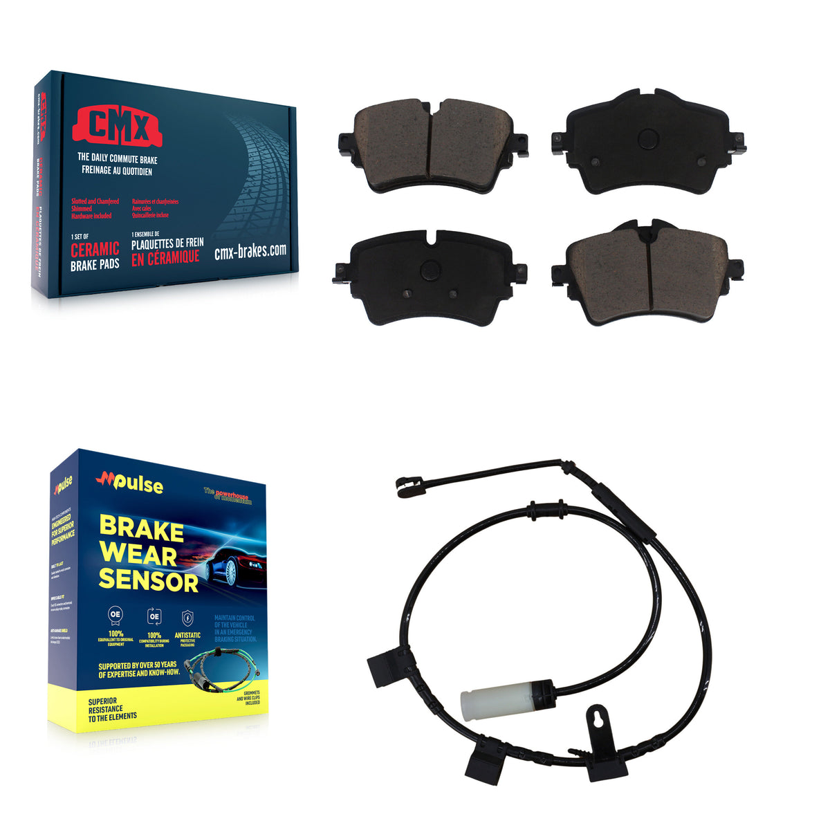 Front Ceramic Disc Brake Pads And Wear Sensors Kit For 2015 Mini Cooper 1.6L KCW-100462
