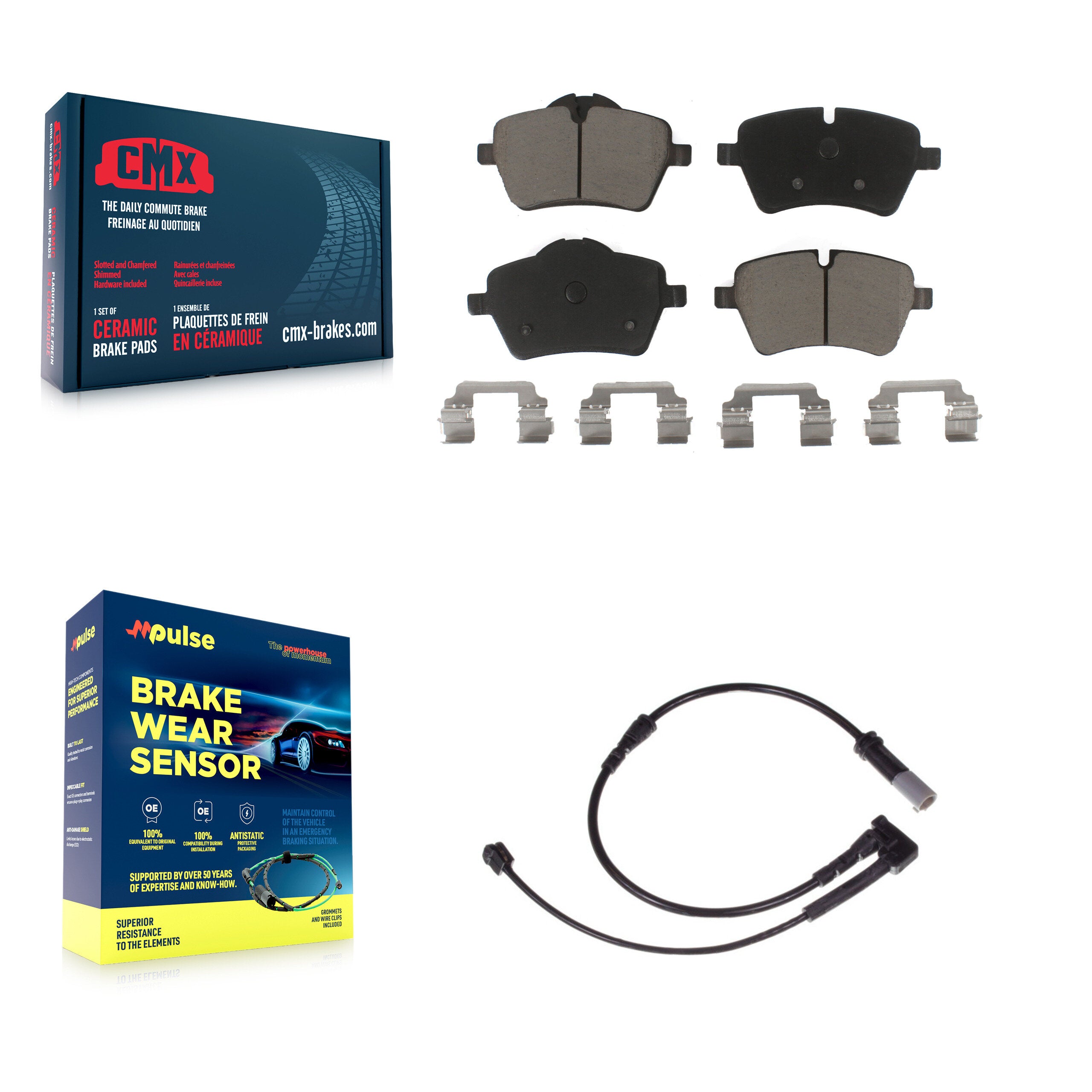 Front Ceramic Disc Brake Pads And Wear Sensors Kit For Mini Cooper KCW-100464