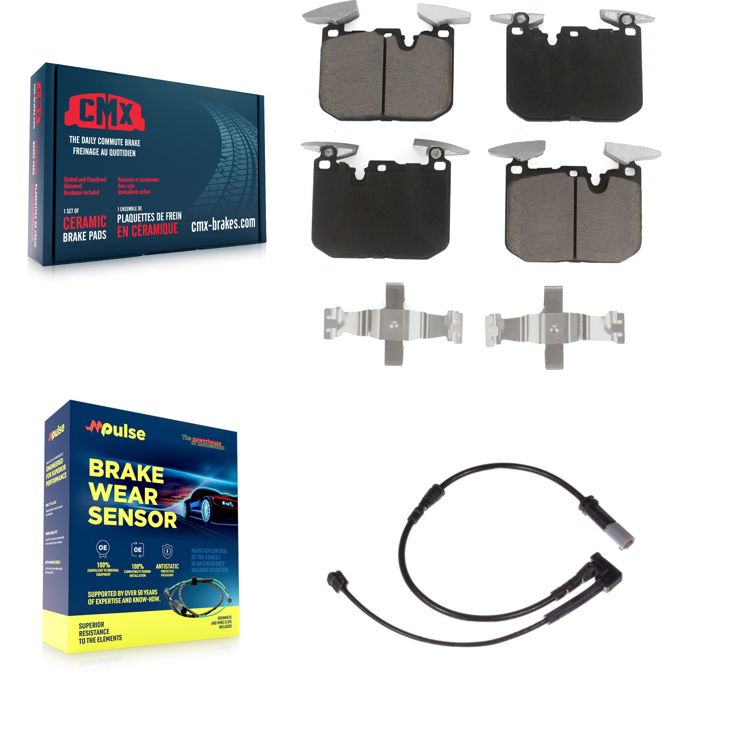 Front Ceramic Disc Brake Pads And Wear Sensors Kit For 2020 Mini Cooper John Works KCW-100465