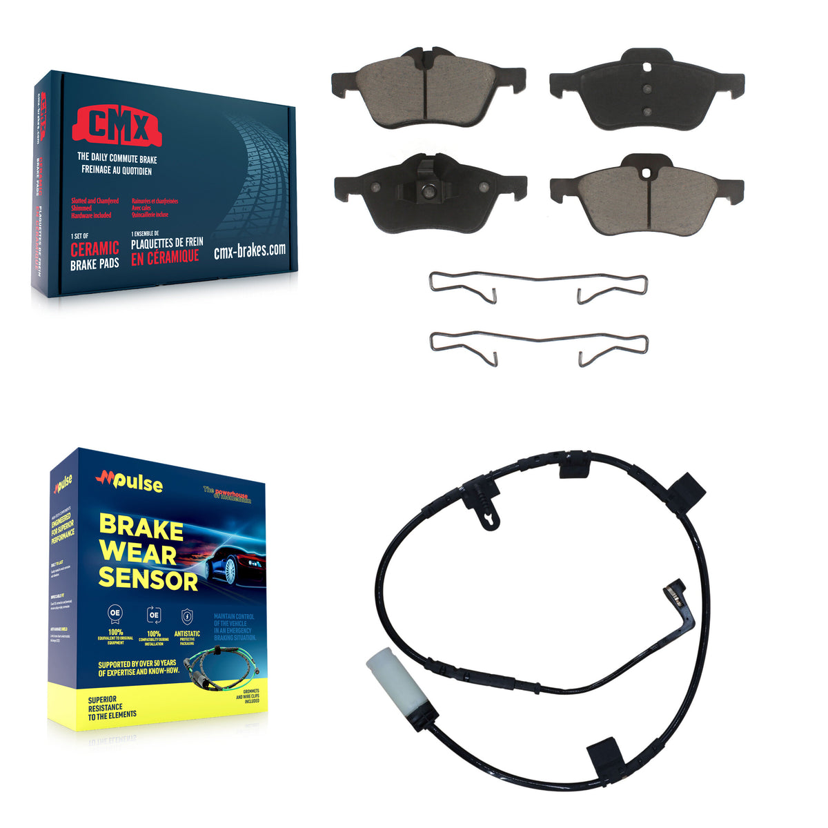 Front Ceramic Brake Pad & Wear Sensor Kit For Mini Cooper With 276mm Diameter Rotor KCW-100469