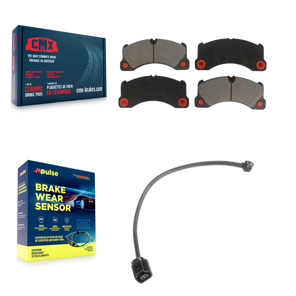 Front Ceramic Brake Pad & Wear Sensor Kit For Porsche Cayenne Volkswagen Touareg Panamera KCW-100470