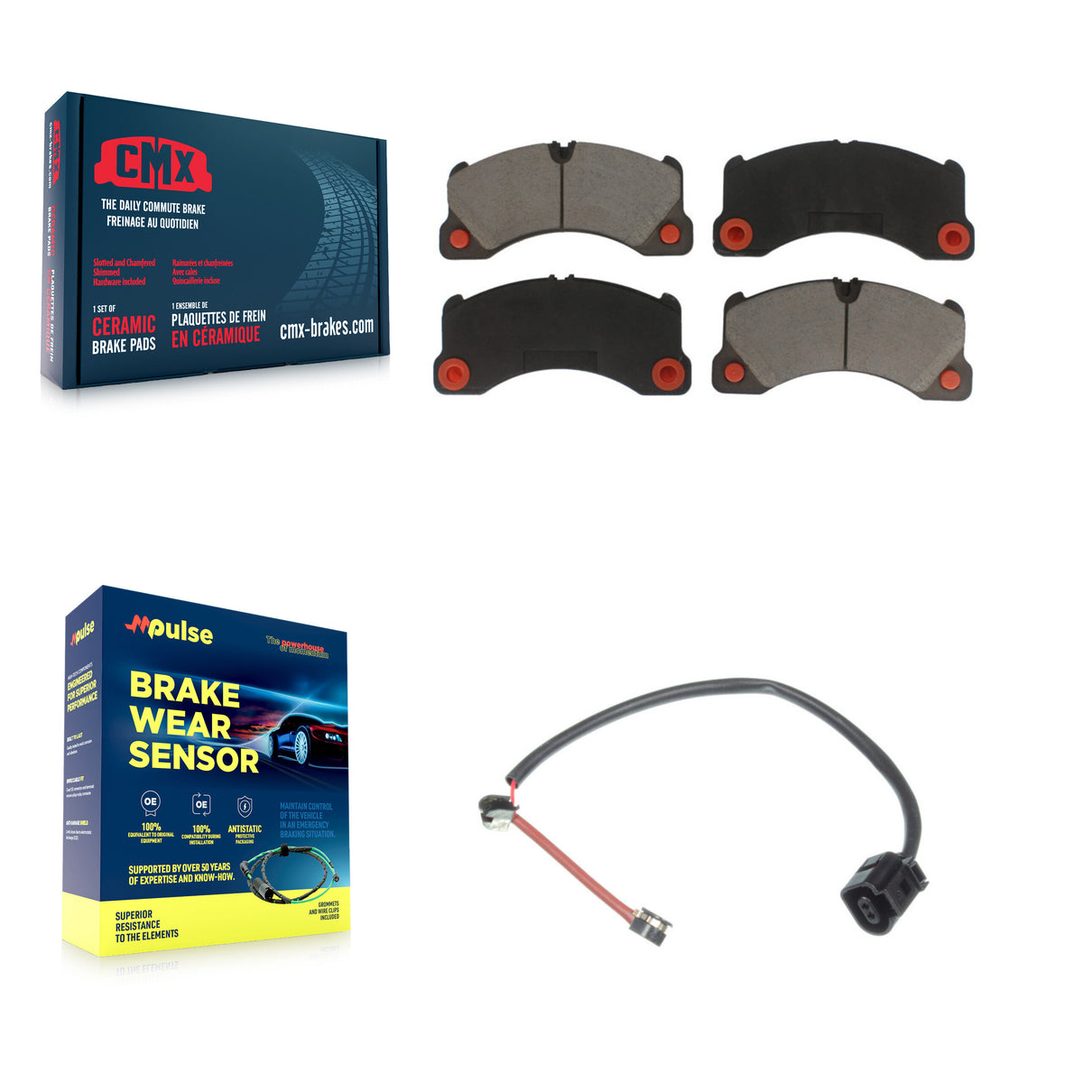 Front Ceramic Brake Pad Wear Sensor Kit For 2010-2011 Porsche Panamera with Rotor KCW-100471