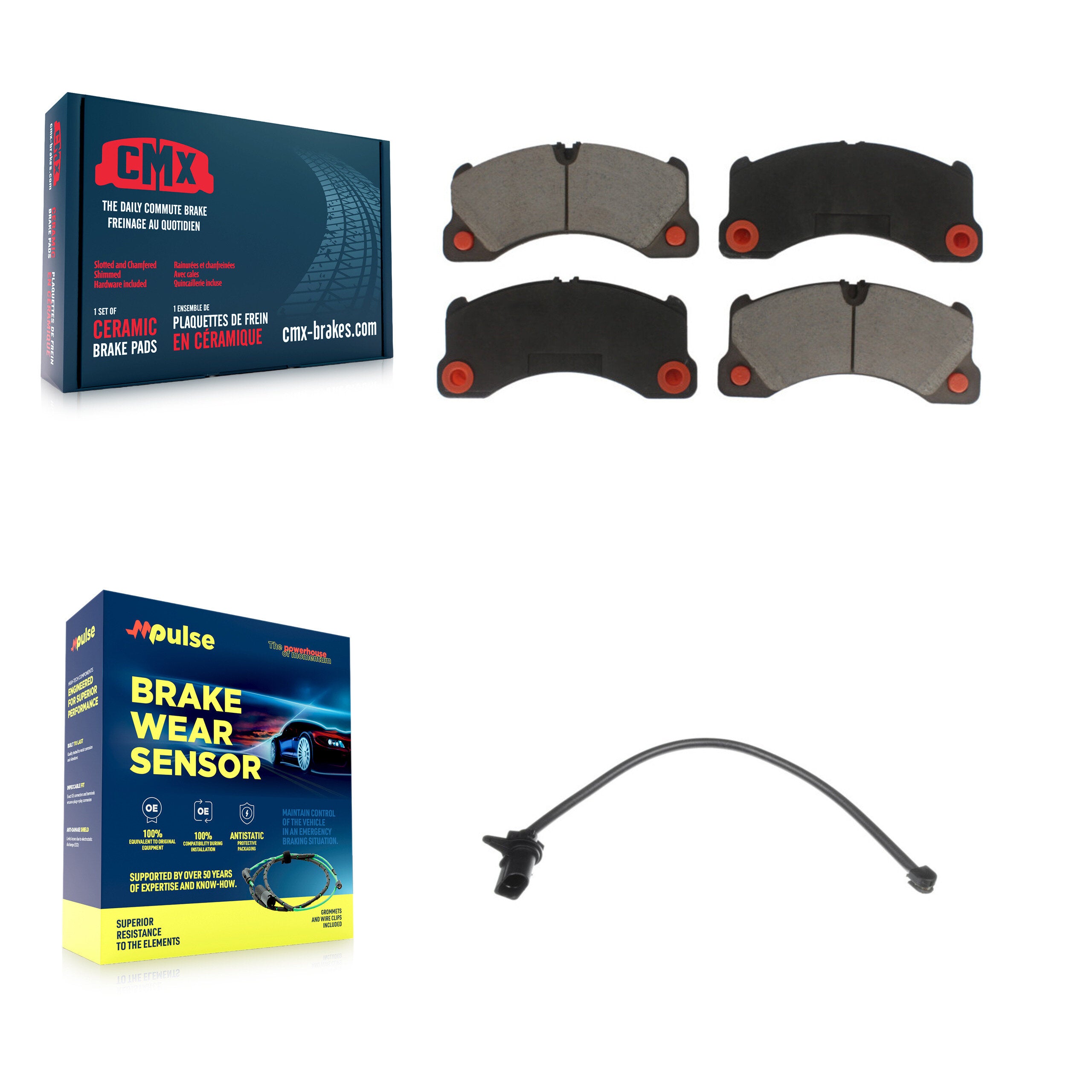 Front Ceramic Disc Brake Pads And Wear Sensors Kit For Porsche Macan except Rotor KCW-100477