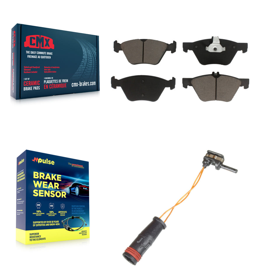 Front Ceramic Disc Brake Pads And Wear Sensors Kit For Mercedes-Benz E350 E300 KCW-100486