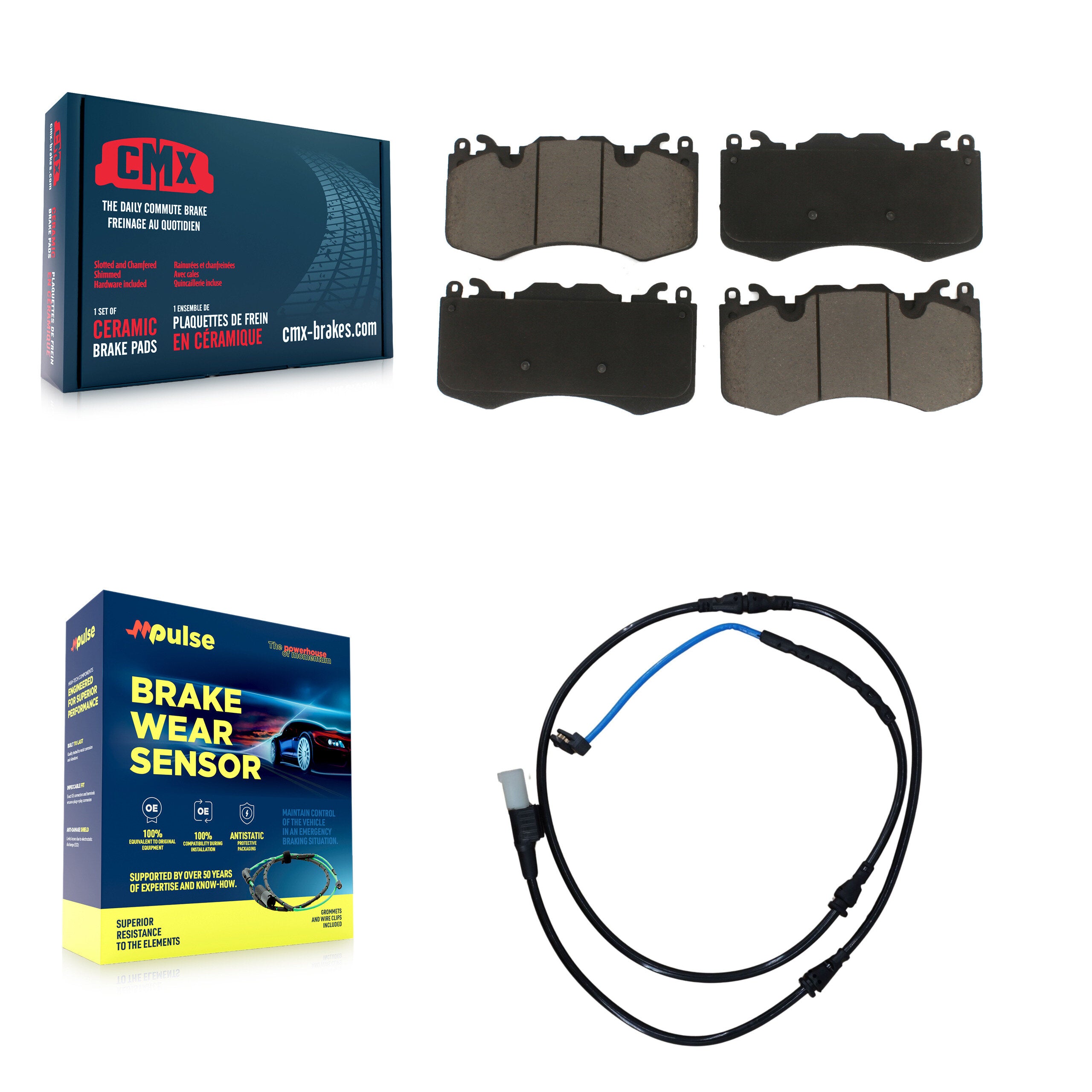 Front Ceramic Brake Pad Wear Sensor Kit For Land Rover Range Sport 5.0L with Supercharged KCW-100494