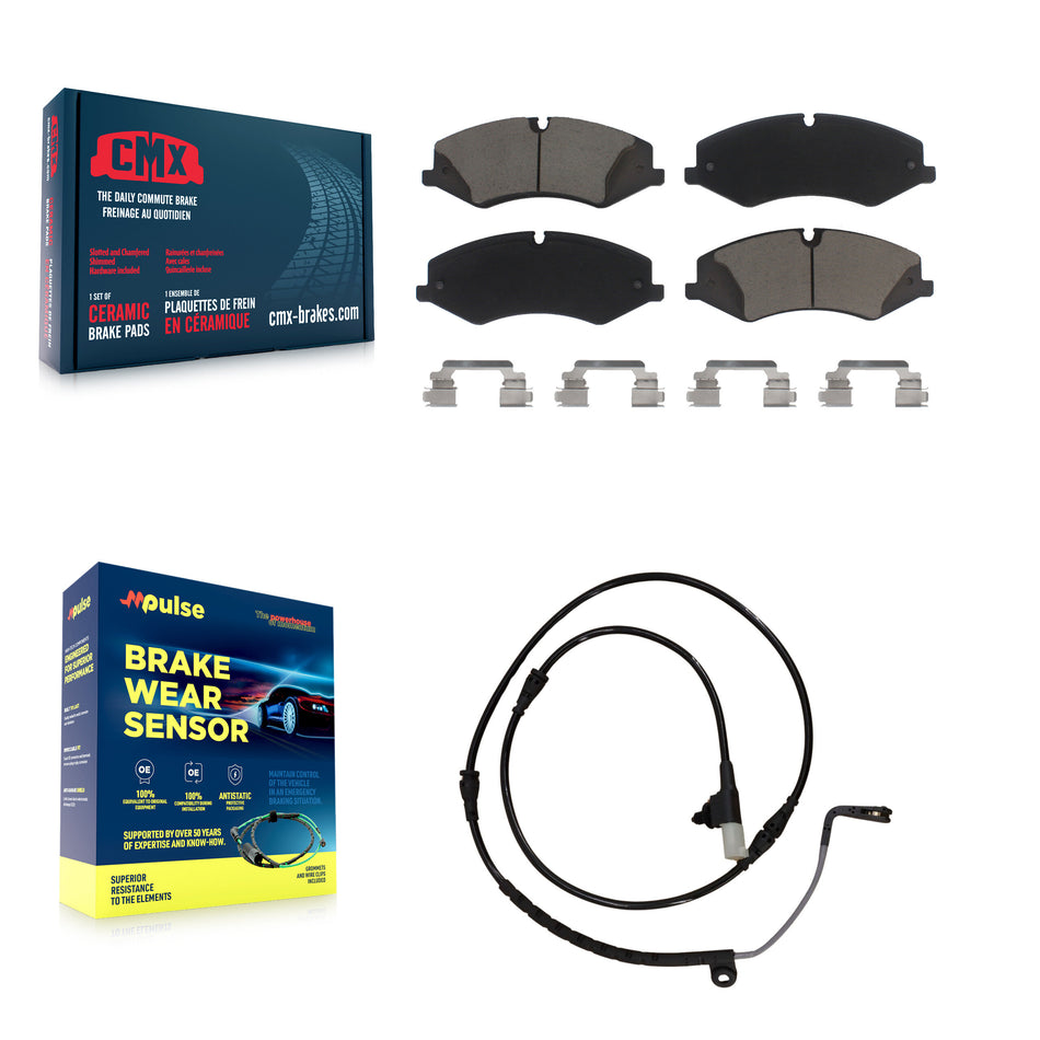 Front Ceramic Brake Pad Wear Sensor Kit For 10-13 Land Rover Range Sport with 360mm Rotor KCW-100495
