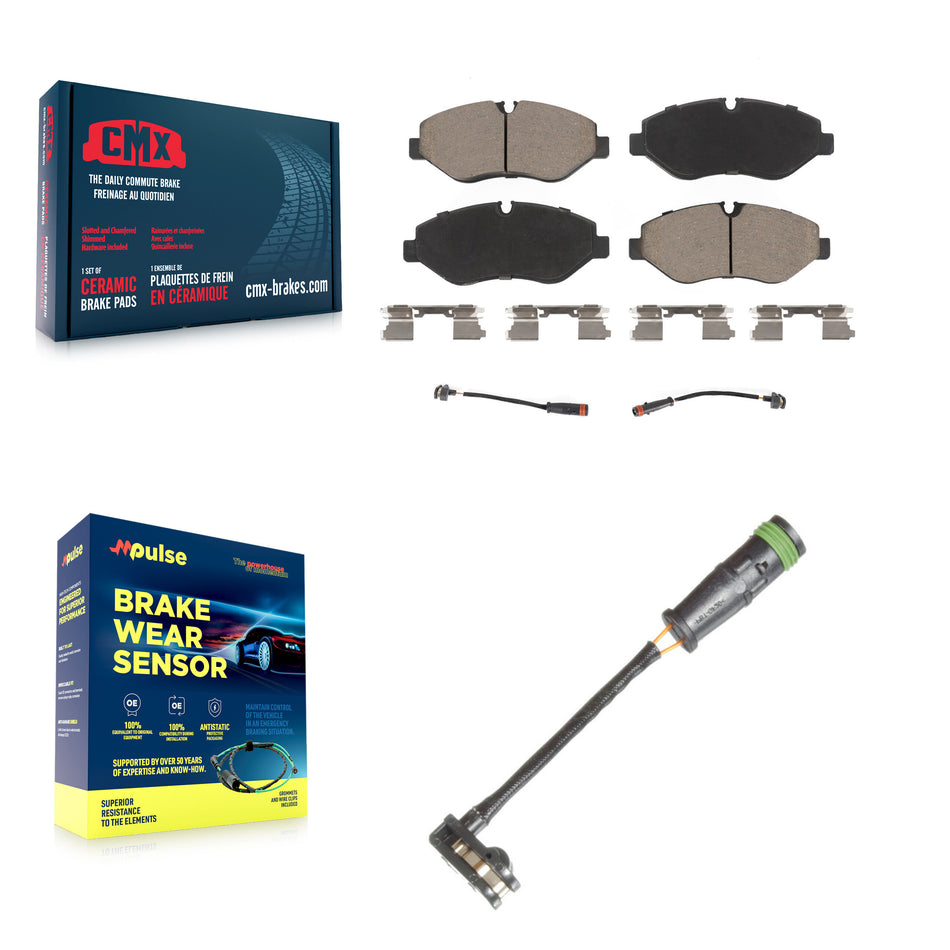 Front Ceramic Disc Brake Pad Extra Wear Sensor Kit For Mercedes-Benz Sprinter 2500 Metris KCW-100500