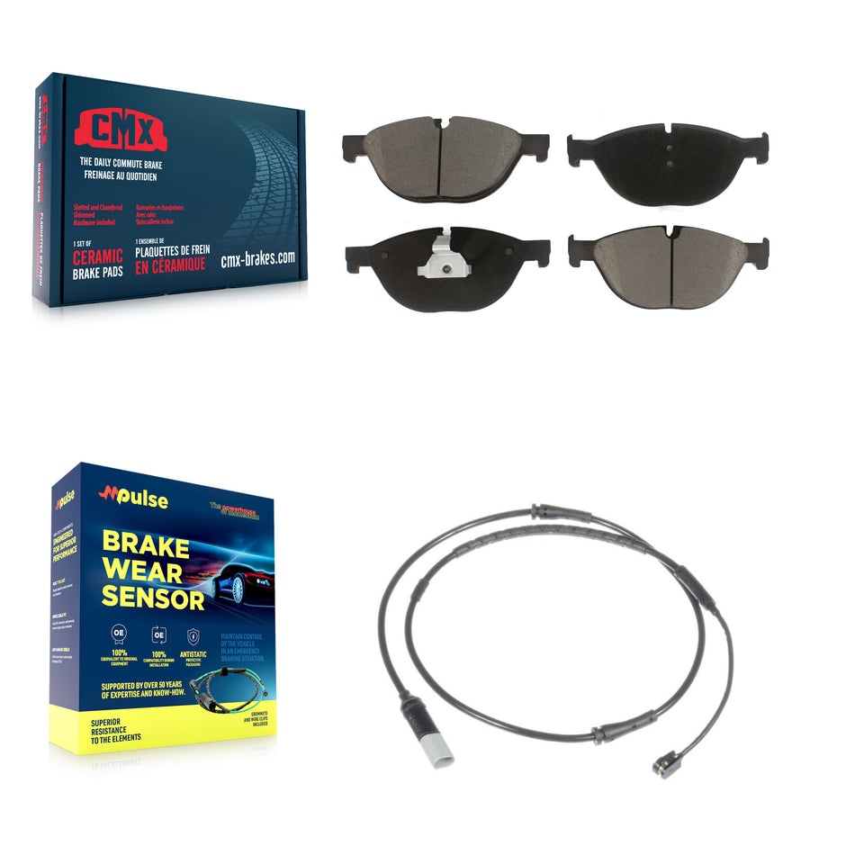Front Ceramic Brake Pads Wear Sensor Kit For BMW 650i xDrive Gran Coupe 550i 750i 535i GT KCW-100509