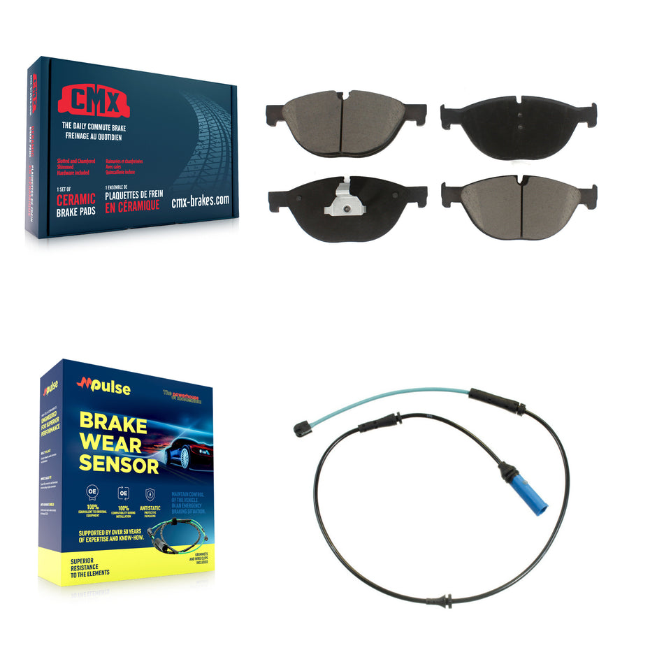 Front Ceramic Brake Pad And Wear Sensor Kit For BMW 750Li 750i 4.4L with Disc rear brakes KCW-100510
