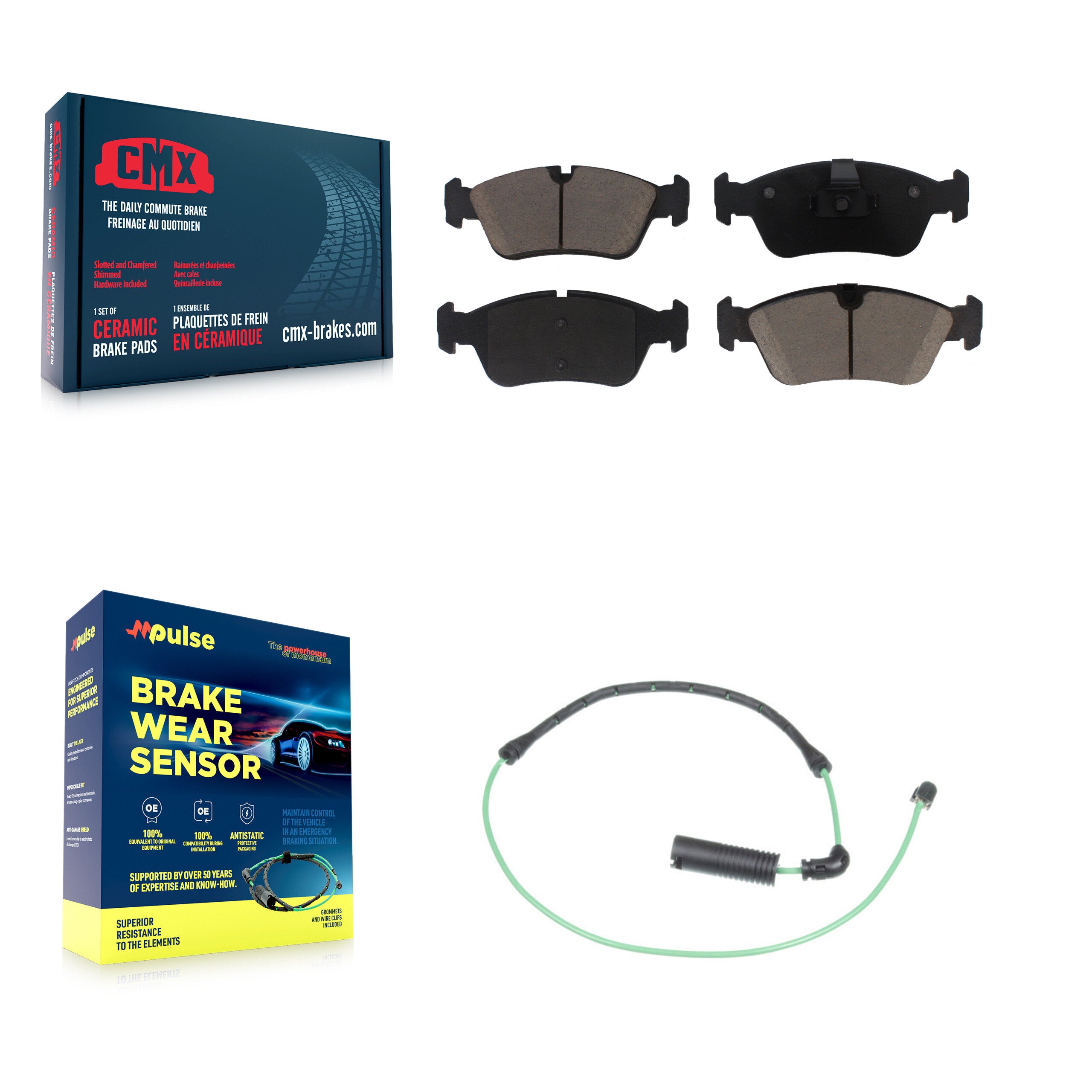 Front Ceramic Disc Brake Pads And Wear Sensors Kit For 2001-2005 BMW 325xi 2.5L KCW-100513