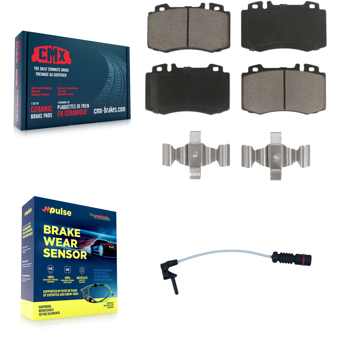 Front Ceramic Disc Brake Pads And Wear Sensors Kit For Mercedes-Benz ML500 ML430 ML55 AMG KCW-100519