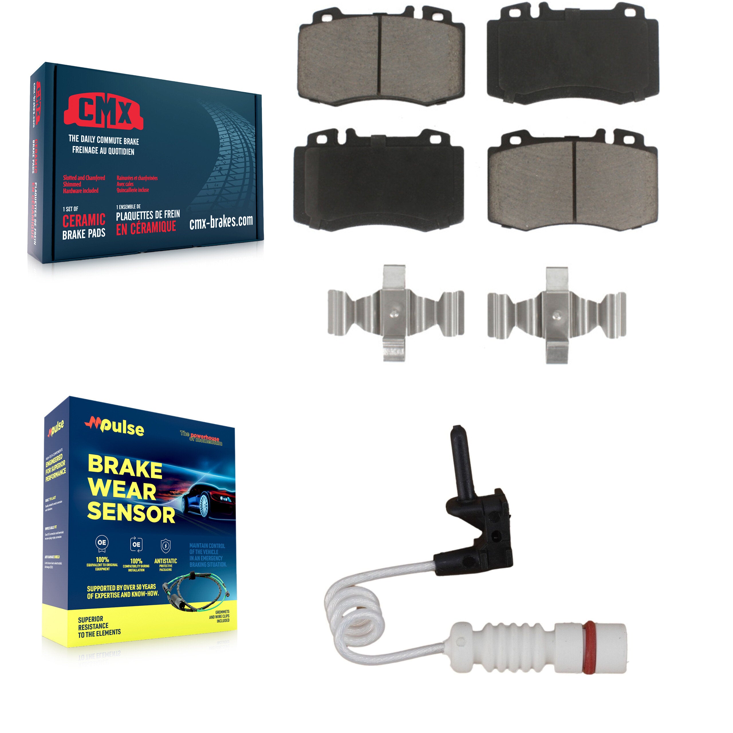 Front Ceramic Disc Brake Pads And Wear Sensors Kit For Mercedes-Benz ML500 ML430 ML55 AMG KCW-100521