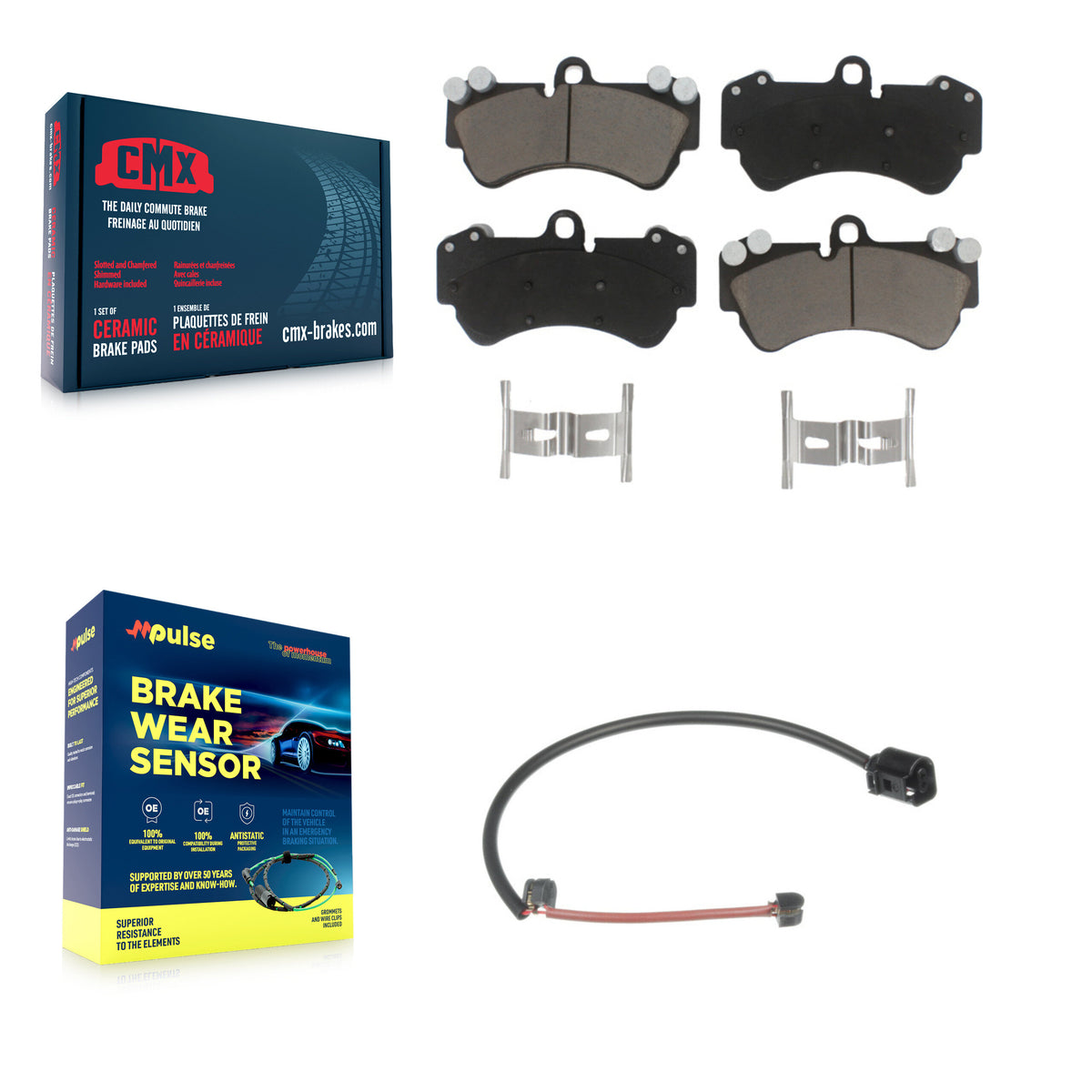 Front Ceramic Disc Brake Pads And Wear Sensors Kit For Porsche Cayenne KCW-100522