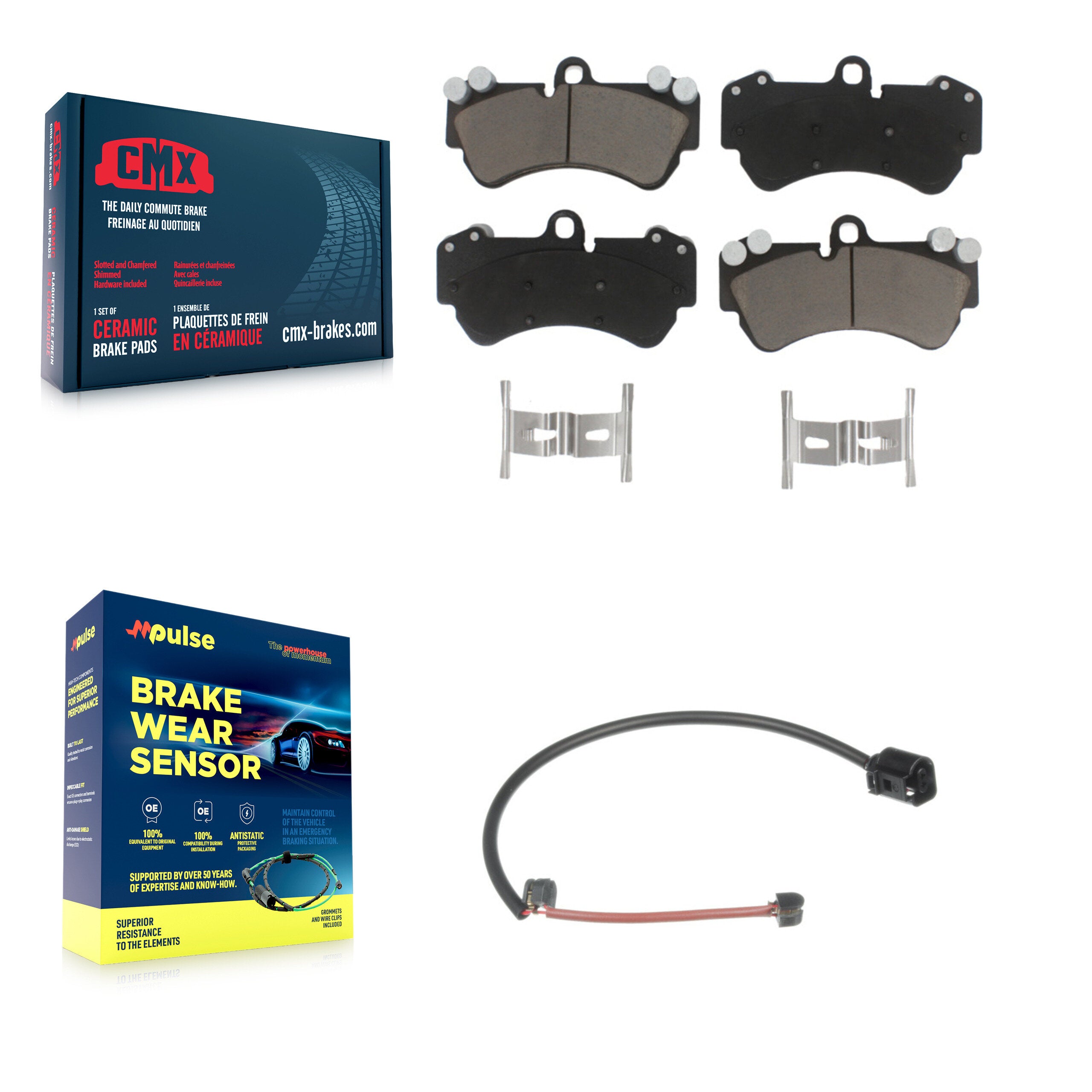 Front Ceramic Disc Brake Pads And Wear Sensors Kit For Porsche Cayenne KCW-100522