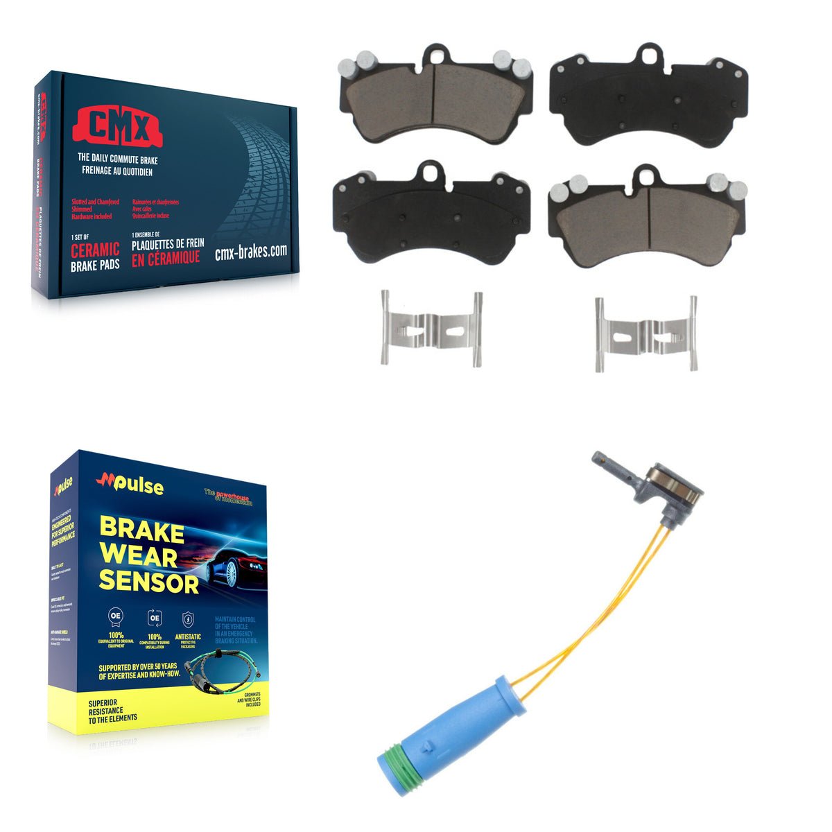 Front Ceramic Disc Brake Pads And Wear Sensors Kit For 2017-2018 Mercedes-Benz G550 4x4 KCW-100524