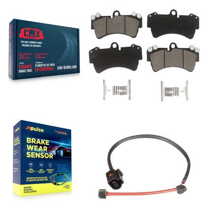 Front Ceramic Disc Brake Pads And Wear Sensors Kit For Porsche Cayenne KCW-100526