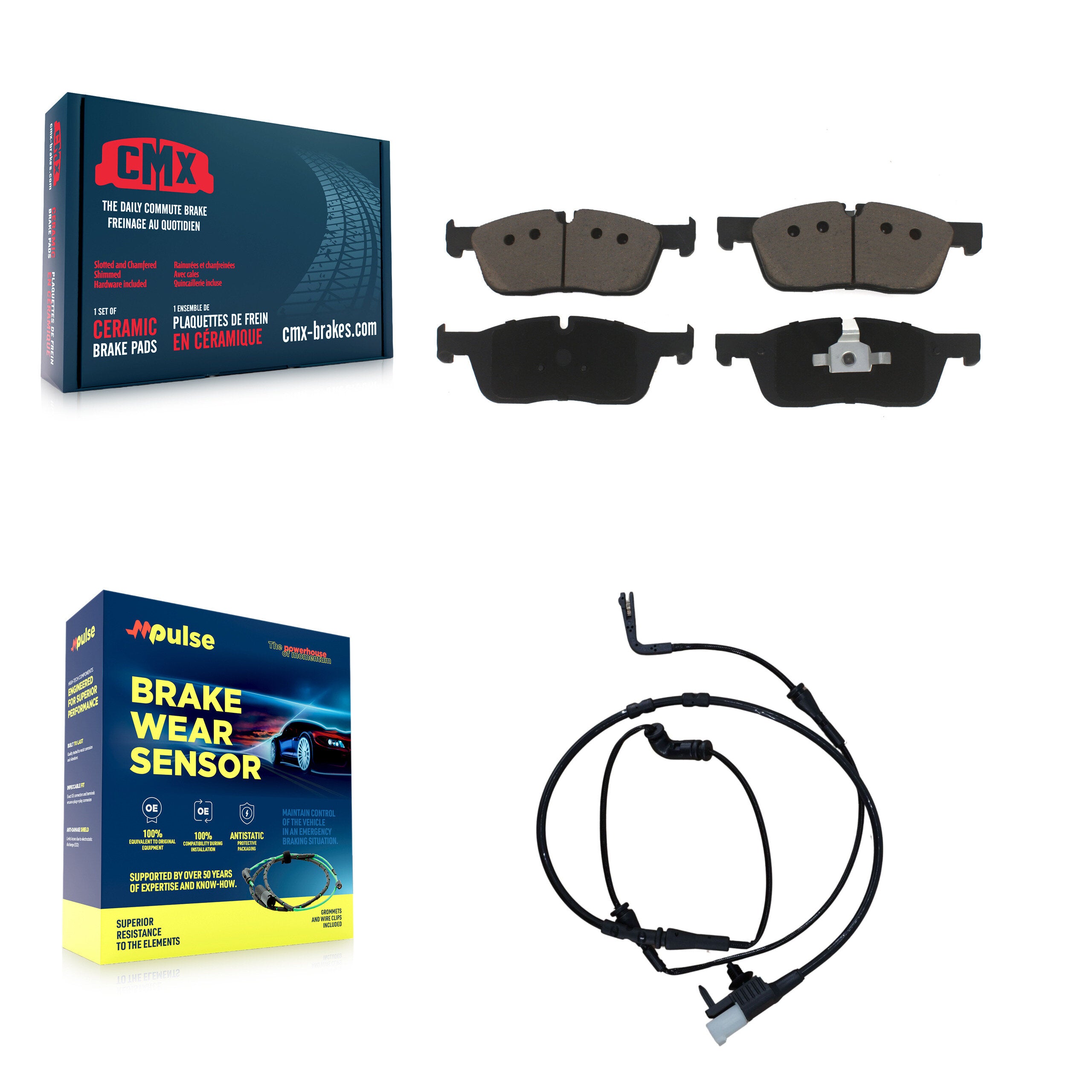 Front Ceramic Disc Brake Pads Wear Sensor Kit For Land Rover Discovery Sport Range Evoque KCW-100528