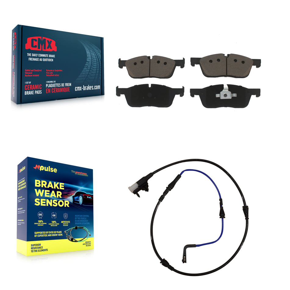 Front Ceramic Disc Brake Pads And Wear Sensors Kit For Jaguar XE XF KCW-100533