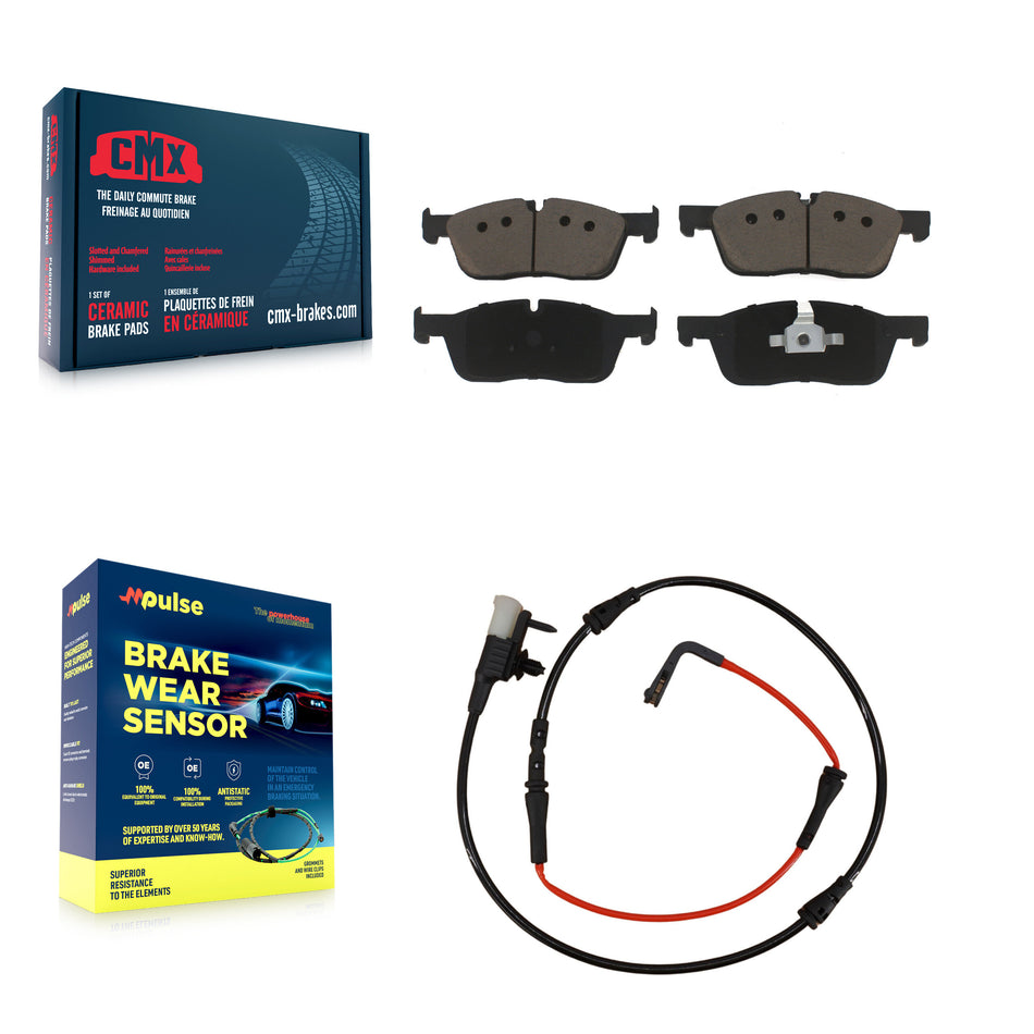 Front Ceramic Brake Pad And Wear Sensor Kit For Jaguar XE With 325mm Diameter Rotor KCW-100534