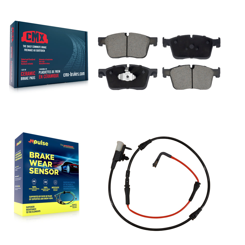 Front Ceramic Disc Brake Pads And Wear Sensors Kit For Jaguar XE KCW-100536