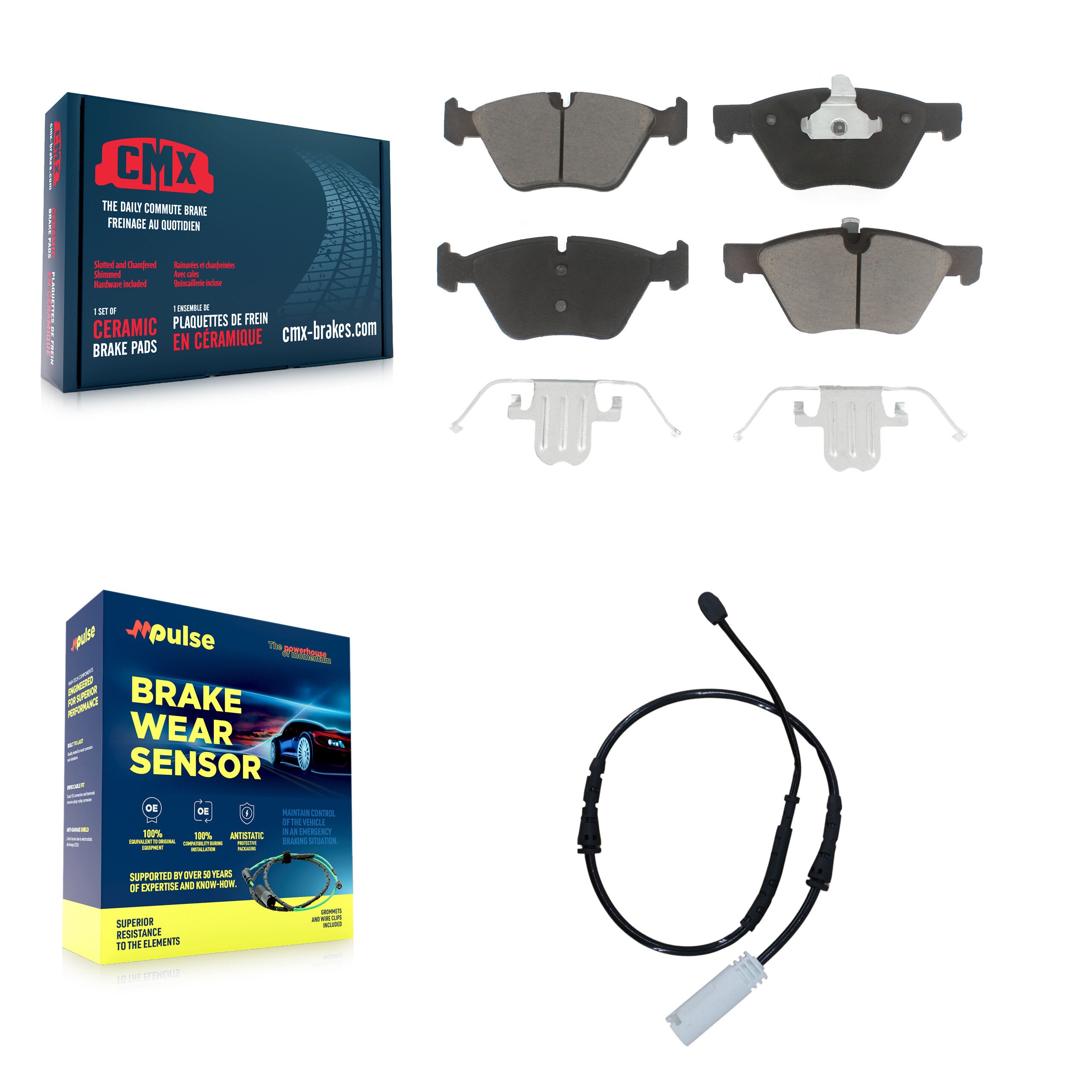 Front Ceramic Disc Brake Pads And Wear Sensors Kit For BMW 128i 3.0L KCW-100548