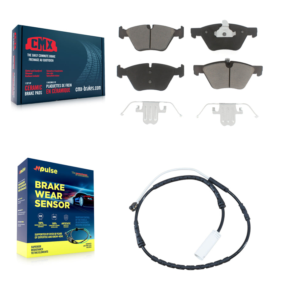 Front Ceramic Disc Brake Pads And Wear Sensors Kit For 2012 BMW X1 xDrive28i KCW-100552