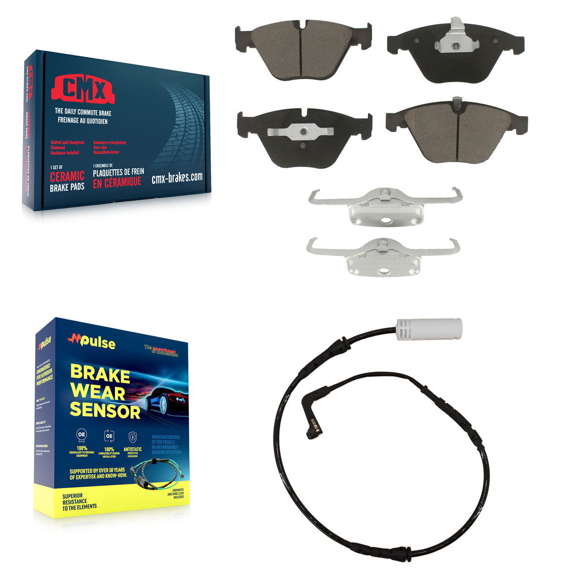 Front Ceramic Disc Brake Pads And Wear Sensors Kit For BMW 328i 323i KCW-100557
