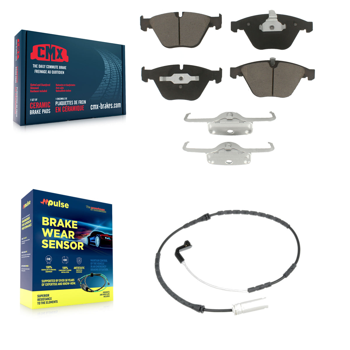 Front Ceramic Disc Brake Pads And Wear Sensor Kit For 2009-2010 BMW 328i xDrive 335i 3.0L KCW-100572