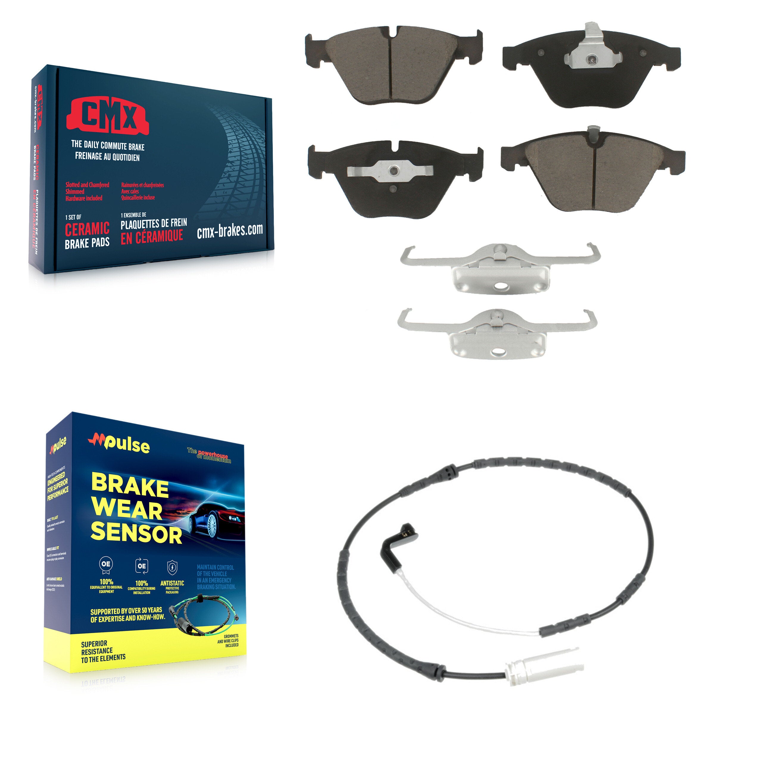 Front Ceramic Disc Brake Pads And Wear Sensor Kit For 2009-2010 BMW 328i xDrive 335i 3.0L KCW-100572