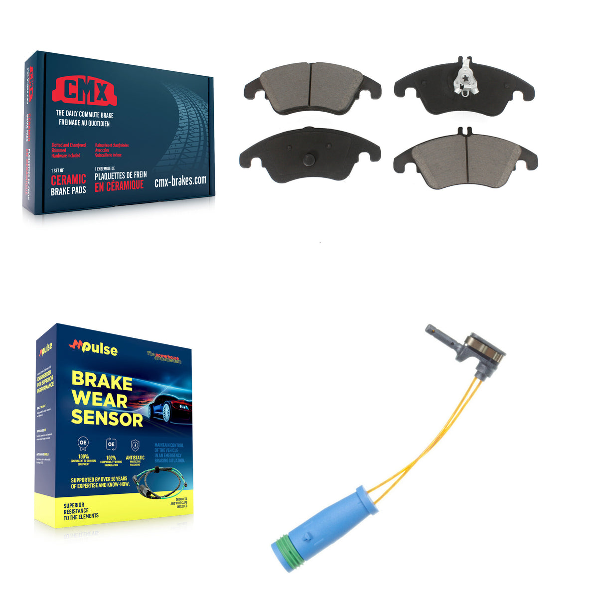 Front Ceramic Disc Brake Pads And Wear Sensors Kit For Mercedes-Benz C250 E400 KCW-100576