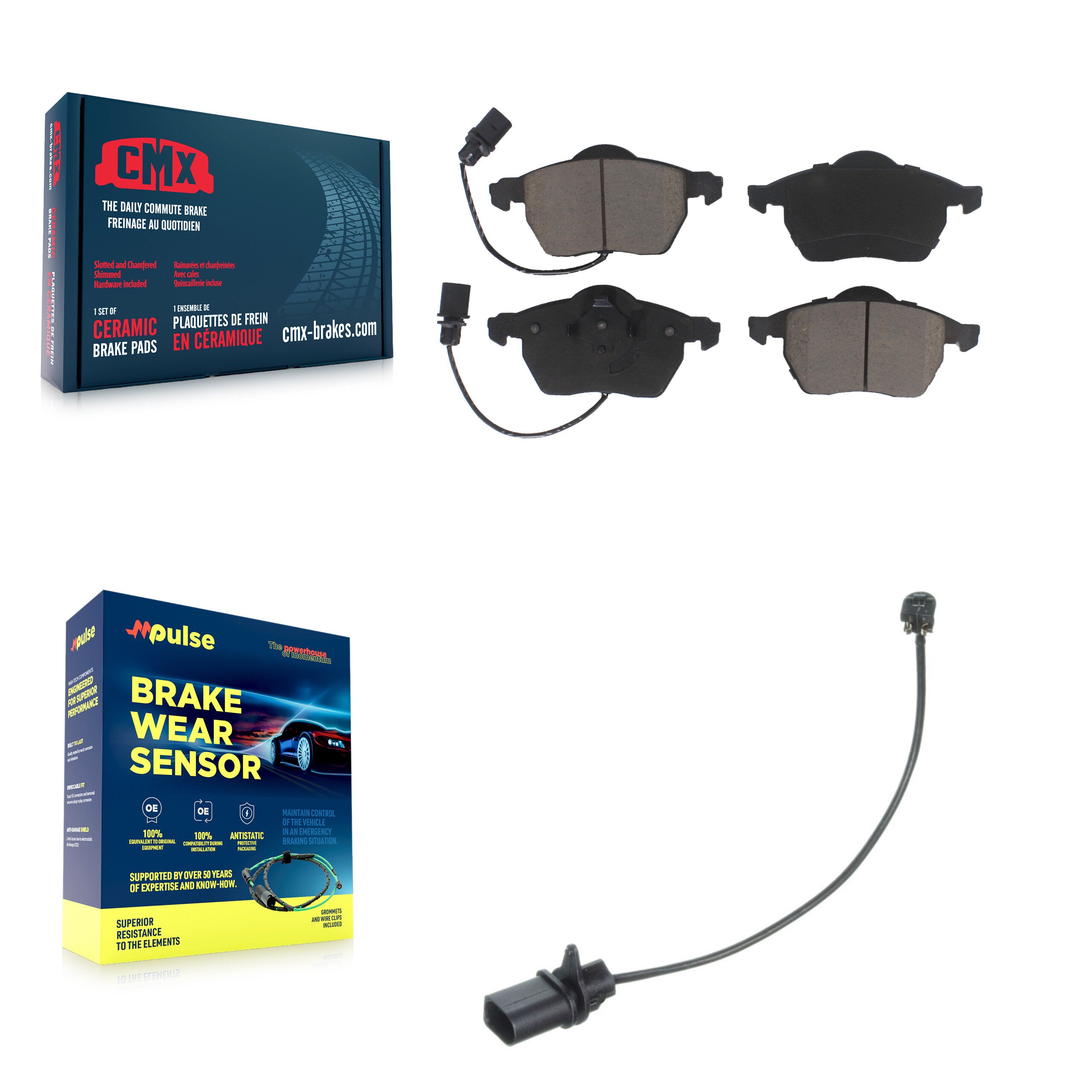 Front Ceramic Disc Brake Pads And Extra Wear Sensors Kit For Volkswagen Passat KCW-100580