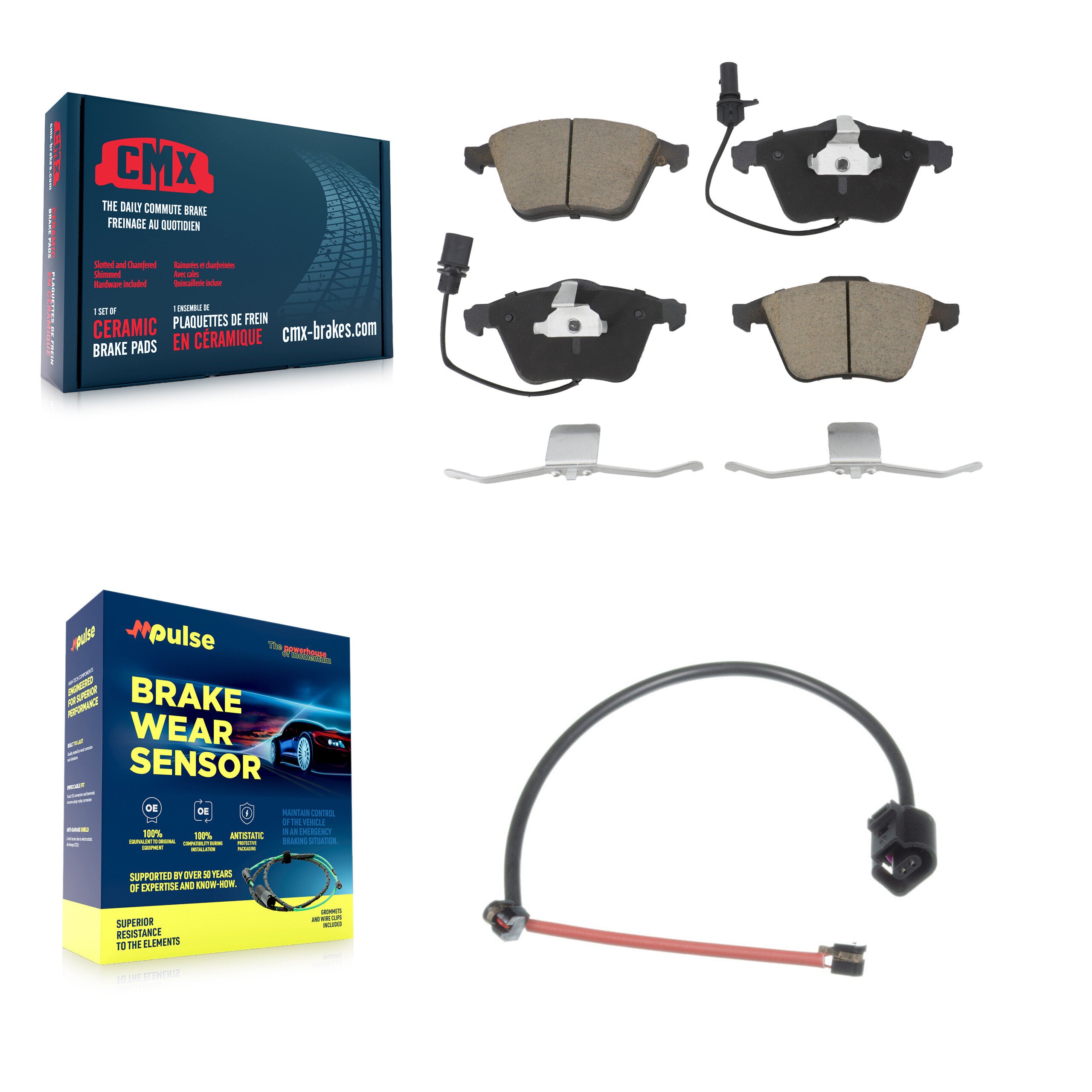 Front Ceramic Disc Brake Pad And Extra Wear Sensor Kit For 2012-2013 Audi TT Quattro 2.0L KCW-100582