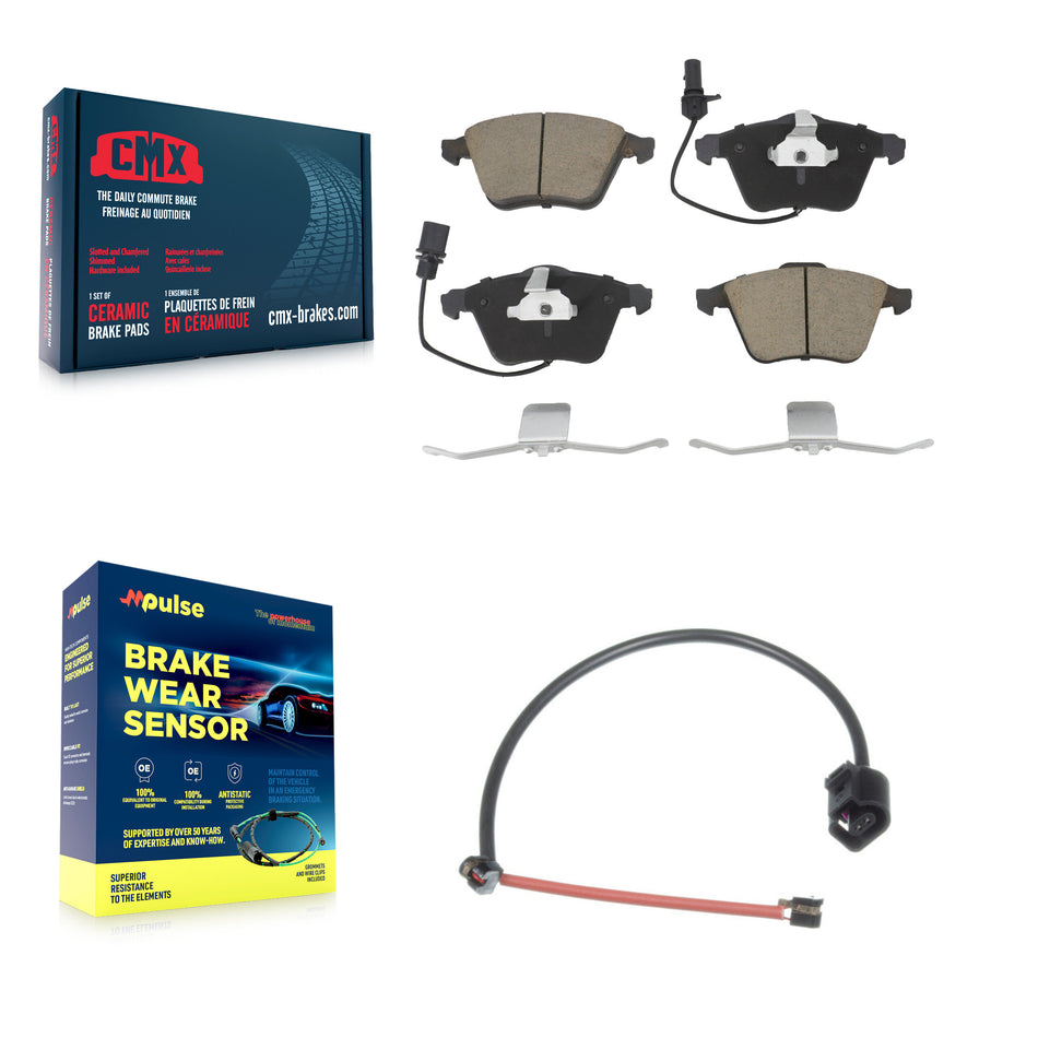 Front Ceramic Disc Brake Pad And Extra Wear Sensor Kit For 2012-2013 Audi TT Quattro 2.0L KCW-100582